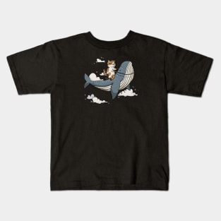 Flying on a whale Kids T-Shirt